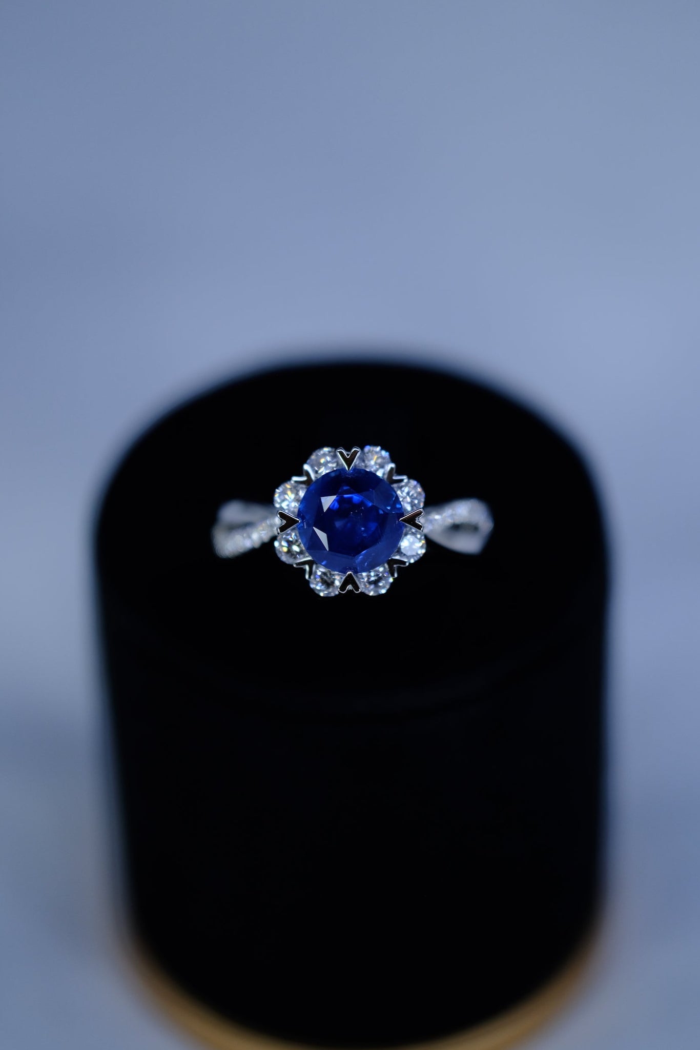 Bespoke Archive | Blue Sapphire and Diamond Ring in Platinum