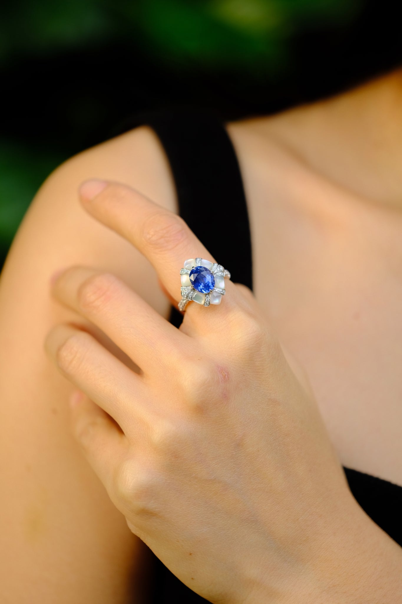 La Merveille | Blue Sapphire & Diamond & Onyx Multi-Wear Jewelry in 18K White Gold