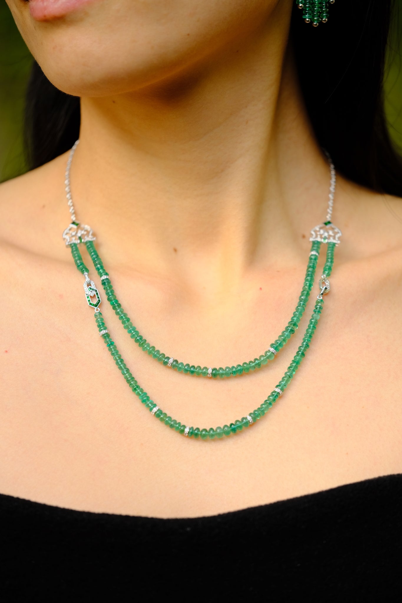 La Merveille | Emerald Beads Multi-Wear Necklace in 18K Gold