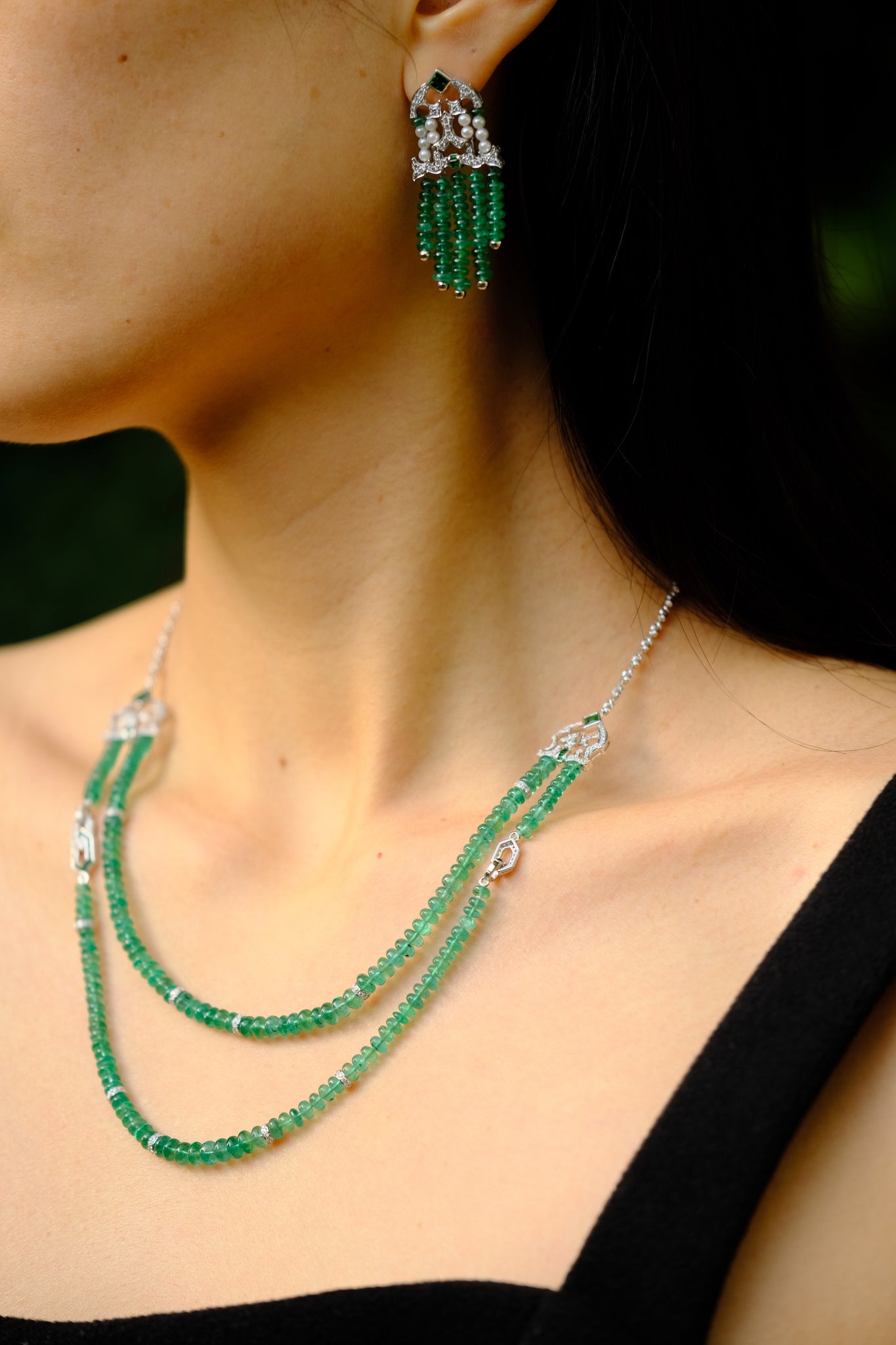 La Merveille | Emerald Beads Multi-Wear Necklace in 18K Gold