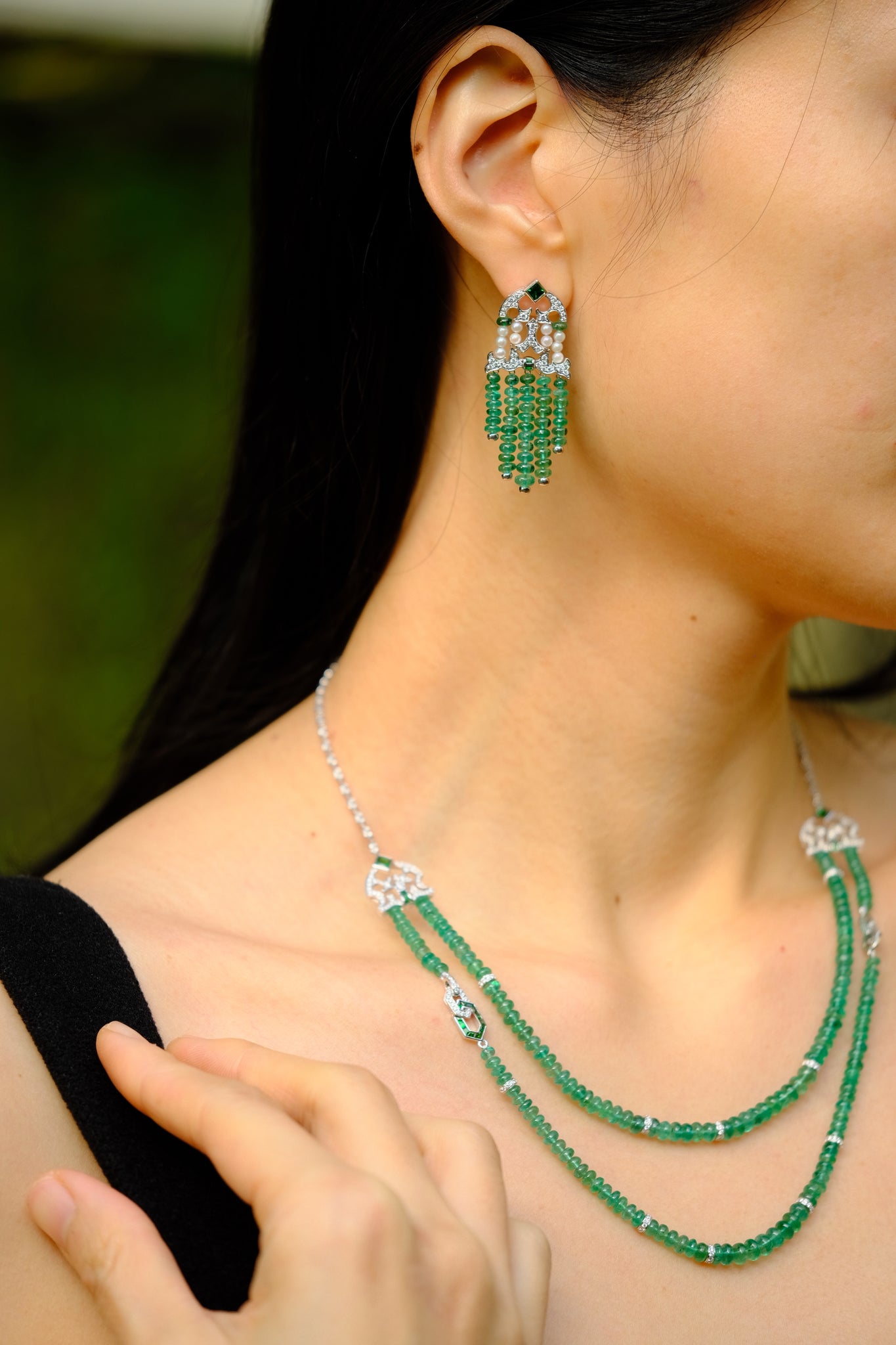 La Merveille | Emerald Beads Multi-Wear Necklace in 18K Gold