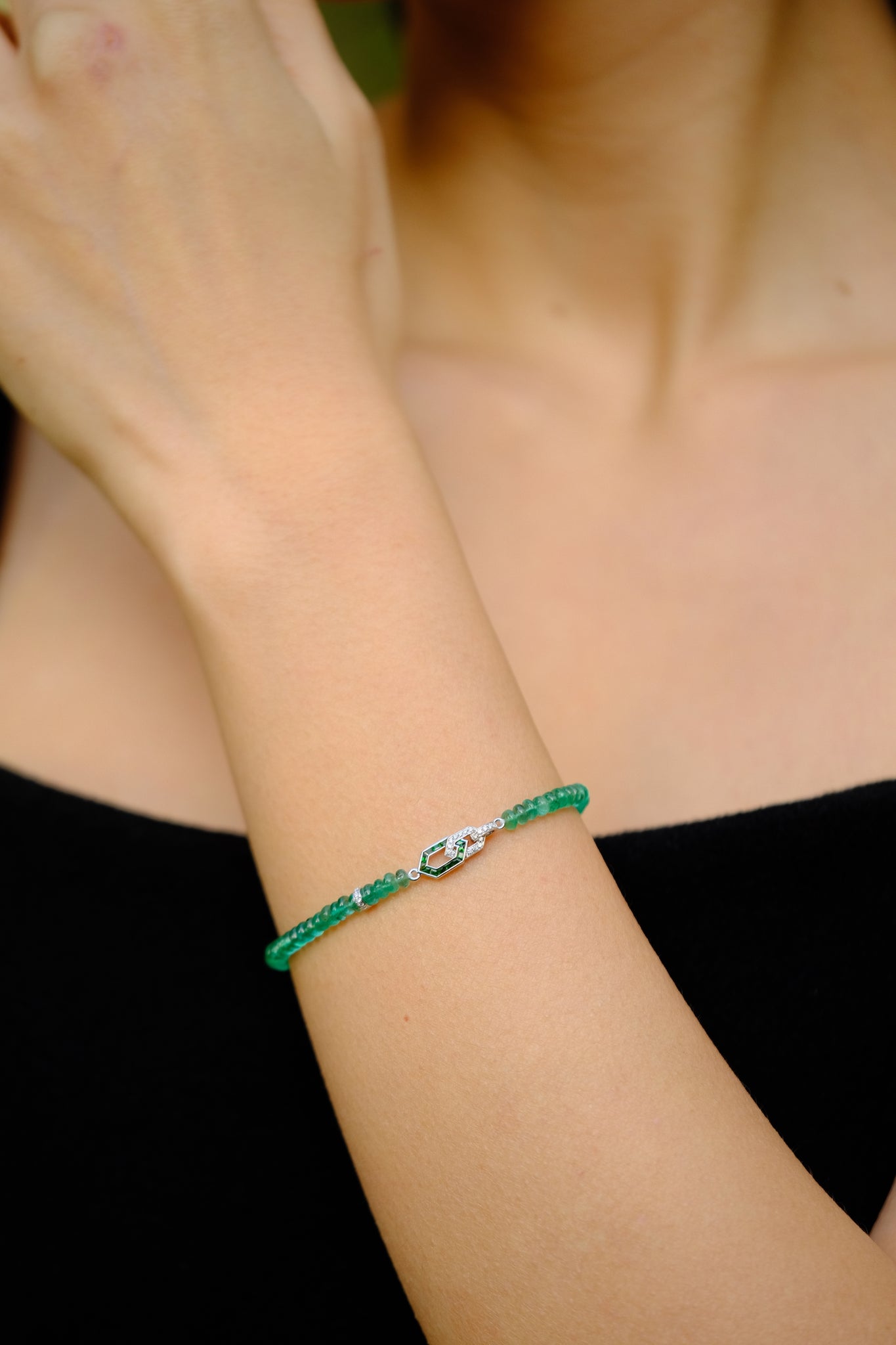 La Merveille | Emerald Beads Multi-Wear Necklace in 18K Gold