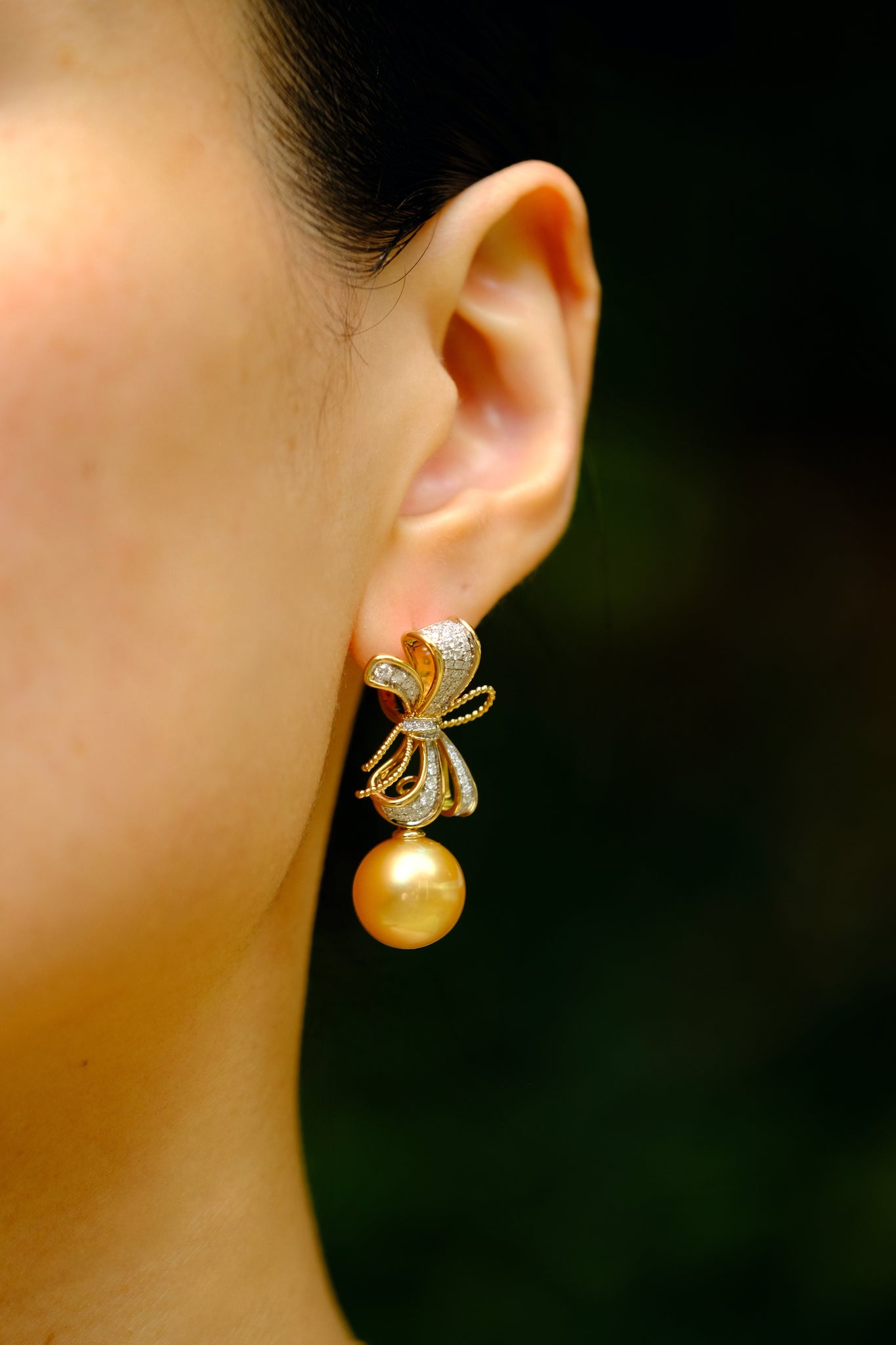 Papillon | Golden South Sea Pearl and Diamond Multi-Wear Earrings in 18K Yellow Gold