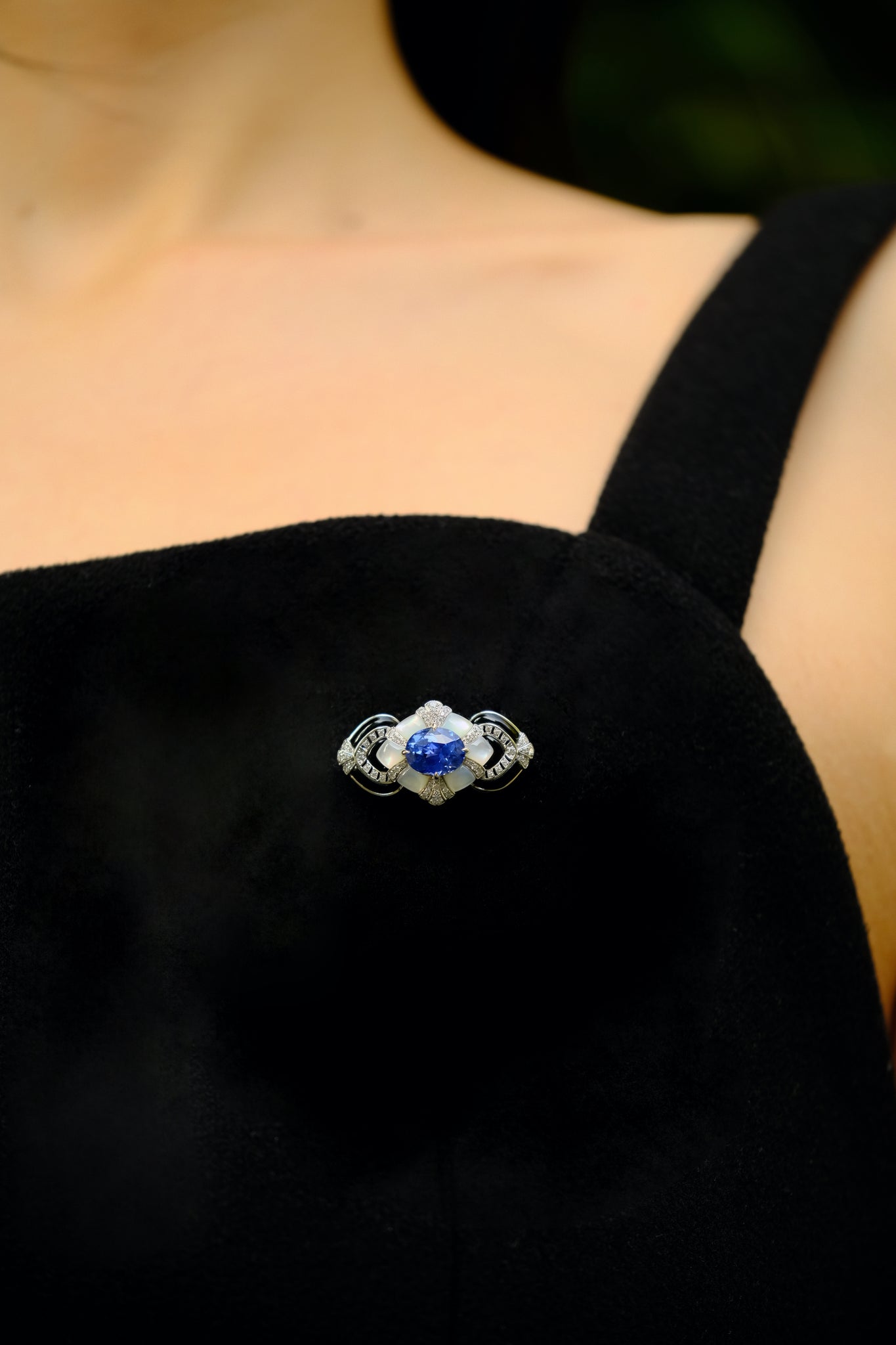 La Merveille | Blue Sapphire & Diamond & Onyx Multi-Wear Jewelry in 18K White Gold